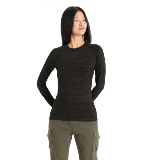 Icebreaker T-SHIRT ML FEMME 200 OASIS CREWE SKI TRACKS BLACK/CLOVE 3 Icebreaker T-SHIRT ML FEMME 200 OASIS CREWE SKI TRACKS BLACK/CLOVE