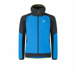 MONTURA VESTE PREMIUM WIND HOODY JACKET CELESTE GIALLO FLUO