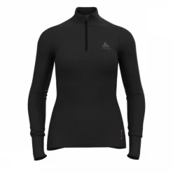 Odlo T-SHIRT ML FEMME MERINO 260 HALF ZIP BLACK