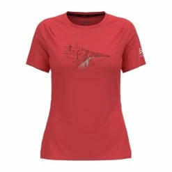 ODLO FRANCE SAS T-SHIRT FEMME ESSENTIAL PRINT CREW NECK CAYENNE