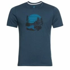 Odlo T-SHIRT NIKKO FOREST PRINT BLUE WING TEAL