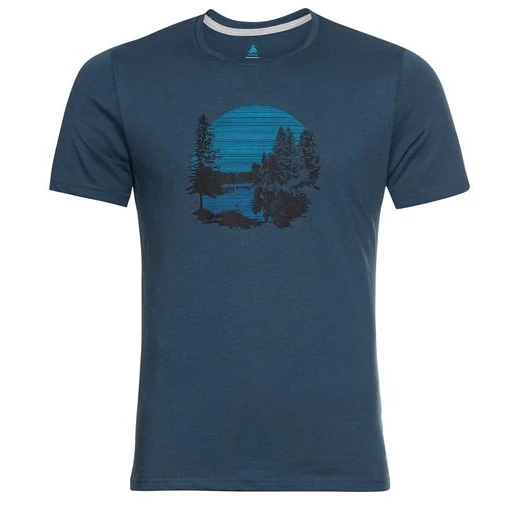 Odlo T-SHIRT NIKKO FOREST PRINT BLUE WING TEAL 3 Odlo T-SHIRT NIKKO FOREST PRINT BLUE WING TEAL