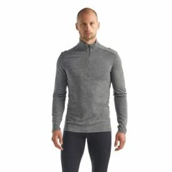 Icebreaker T-SHIRT ML 200 OASIS HALF ZIP GRITSTONE HEATHER