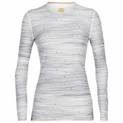 Icebreaker T-SHIRT ML FEMME 200 OASIS CREWE SKI TRACKS SNOW/MIDNIGHT NAVY