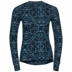 Odlo T-SHIRT ML FEMME ACTIVE WARM ECO GRAPHIC BLUE WING TEAL