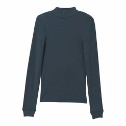 Prana FOUNDATION RIB MOCK NECK GREY BLUE