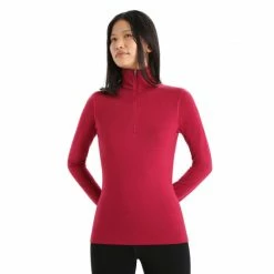Icebreaker T-SHIRT ML FEMME 260 TECH 1/2 ZIP CHERRY