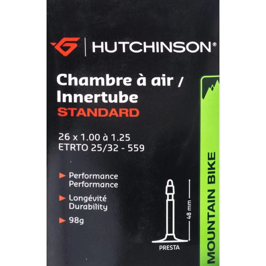 HUTCHINSON CHAMBRE A AIR VTT STANDARD 26X1/1,25 PRESTA 3 HUTCHINSON CHAMBRE A AIR VTT STANDARD 26X1/1,25 PRESTA